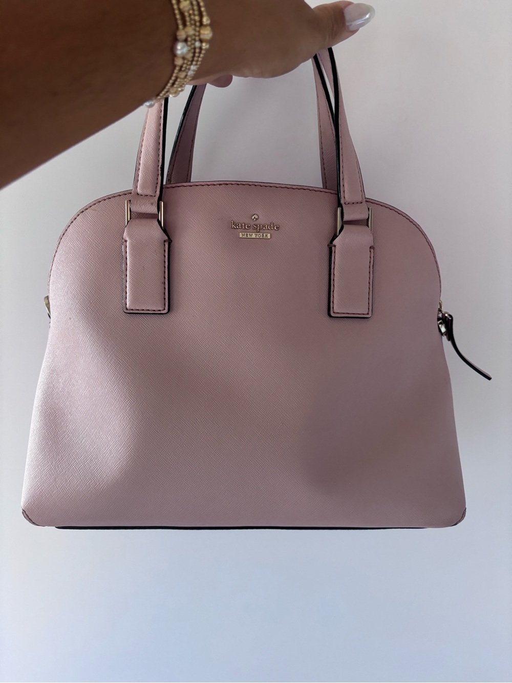 kate spade Blush Pink Saffiano Dome Satchel with Gold Hardware - Picture 6 of 6